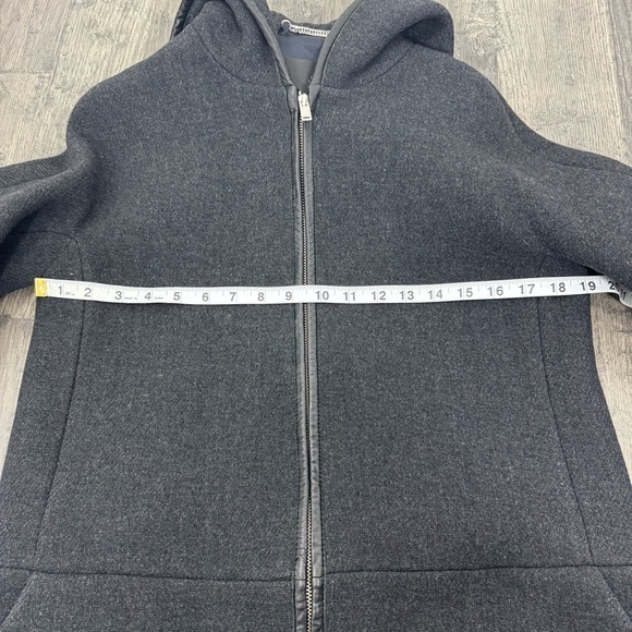 J.Crew Stadium Cloth by Nello Gori Charcoal Gray Wool Jacket Leather Trim Size 4 - Picture 8 of 11